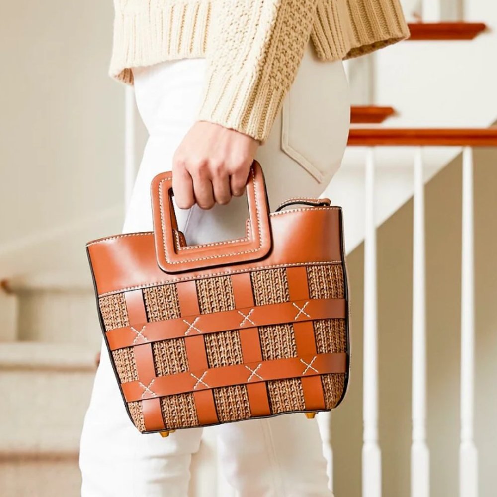 STAUD Tan Raffia Mini Shirley Bag MSRP$375 - Picture 7 of 8